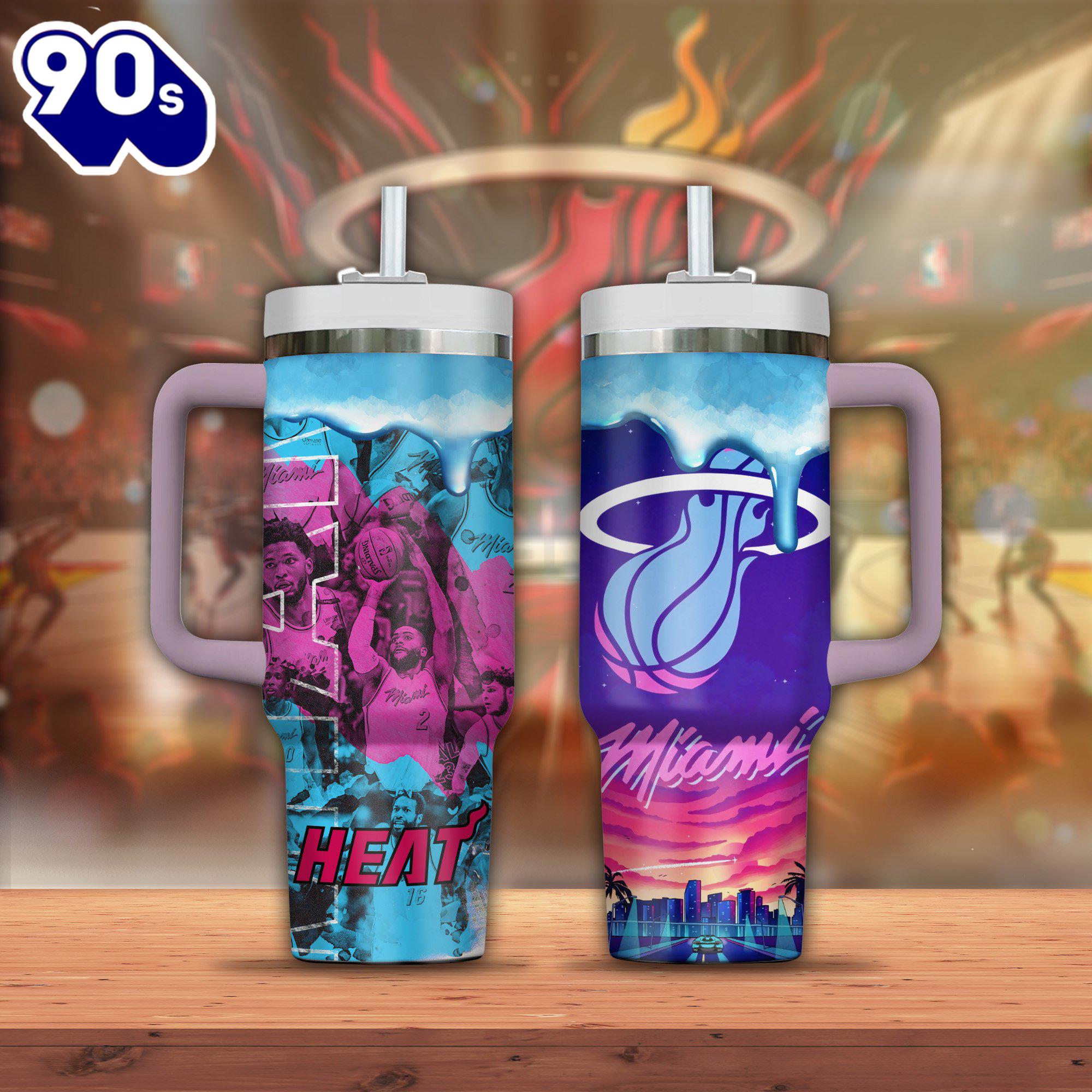 Miami Heat NBA Custom Stanley Quencher 40oz Stainless Steel Tumbler Miami Heat NBA Custom Stanley Quencher 40oz Stainless Steel Tumbler