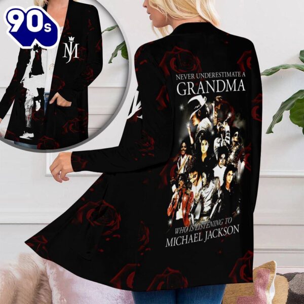 Michael Jackson Women’s Patch Pocket Cardigan Gift Christmas For Fans