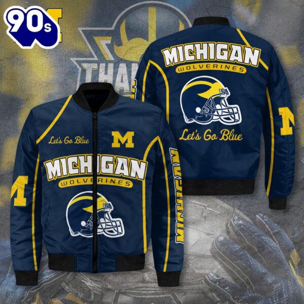 Michigan Wolverines Football 3D Bomber Jacket For Fans  For Fans