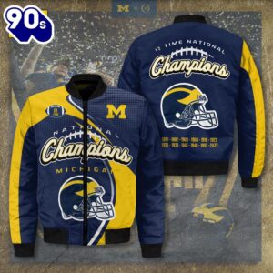 Michigan Wolverines Football 3D Bomber Jacket Gift Christmas  For Fans
