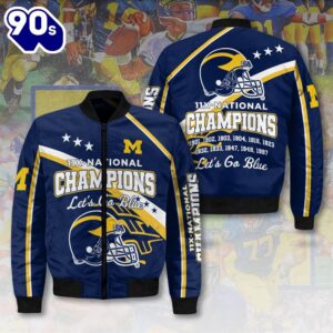 Michigan Wolverines Football 3D Bomber Jacket  For Fans