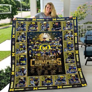 Michigan Wolverines Football Quilt Blankets Gift Mom