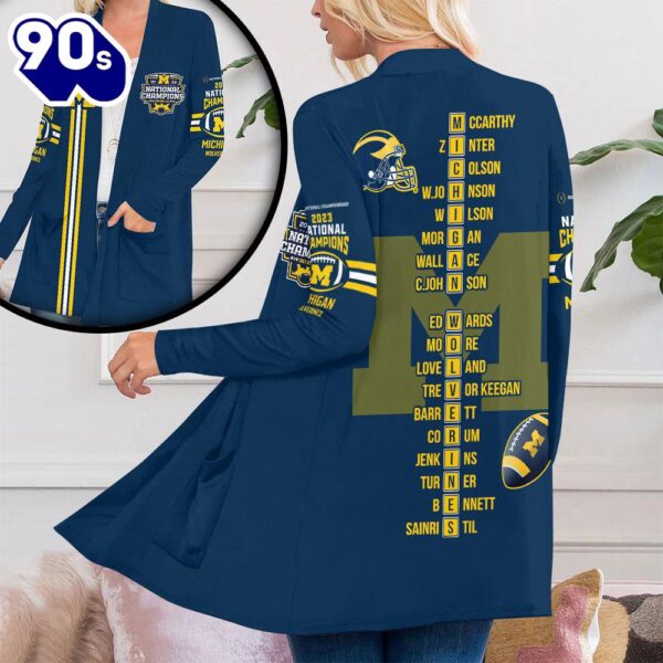 Michigan Wolverines Football Women’s Patch Pocket Cardigan For Fans