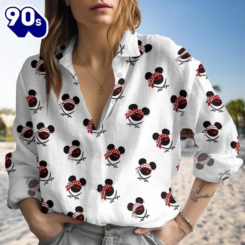 Mickey and Minnie Cruise Pirate Blouse Shirt, Disney Pirates of Caribbean Shirt Mickey and Minnie Cruise Pirate Blouse Shirt, Disney Pirates of Caribbean Shirt
