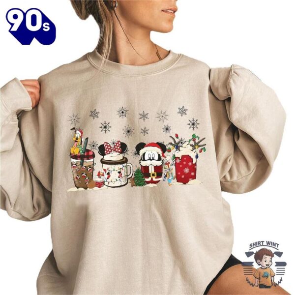 Mickey Christmas Sweatshirt, Retro Coffee Christmas Sweatshirt Gift Xmas