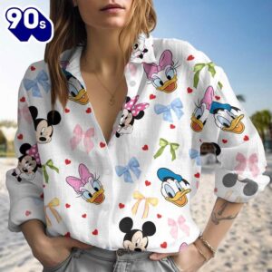 Mickey Friends Linen-Look Shirt, Minnie…