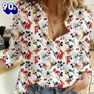 Mickey Linen-Look Shirt, Disney Mouse…