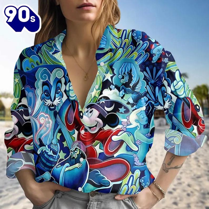 Mickey Magical Memories Fantasia Blouse Shirt, Disney Mouse Tropical Women Shirt Mickey Magical Memories Fantasia Blouse Shirt, Disney Mouse Tropical Women Shirt