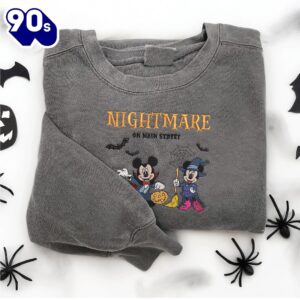 Mickey Minnie Mouse Cartoon Halloween Embroidered Sweatshirt Fashion Style For Man And Women