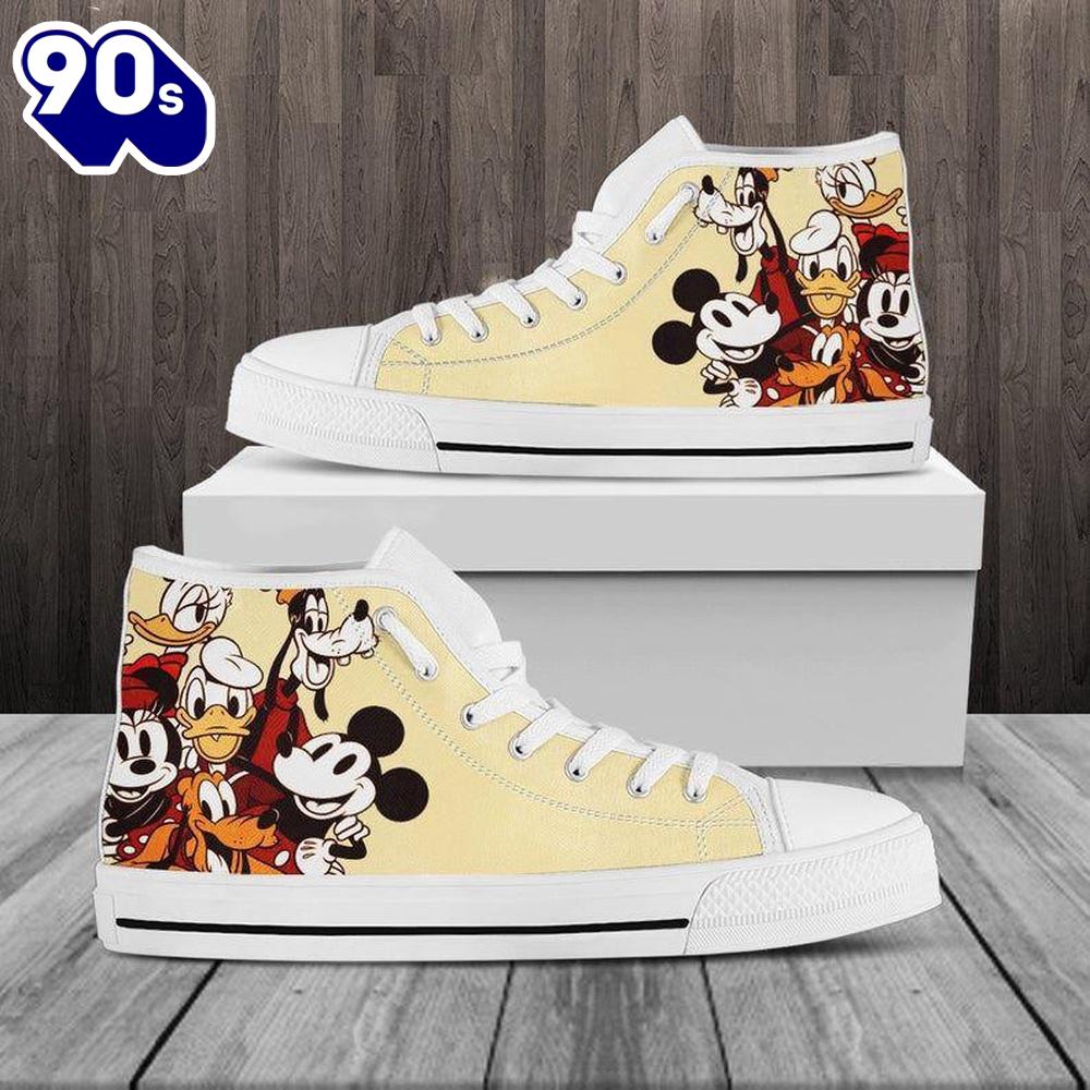 Mickey Mouse Donald Daisy Duck High Top Shoes Street High Cuts For Fans New Canvas Shoes Mickey Mouse Donald Daisy Duck High Top Shoes Street High Cuts For Fans New Canvas Shoes