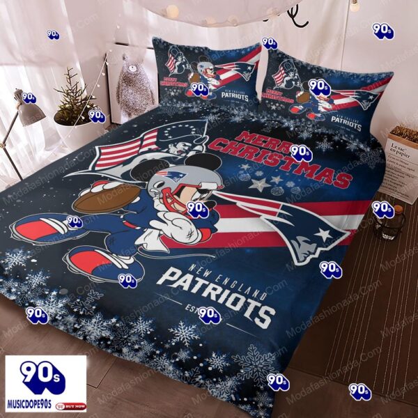 Mickey Mouse NFL New England Patriots Christmas Bedding Sets