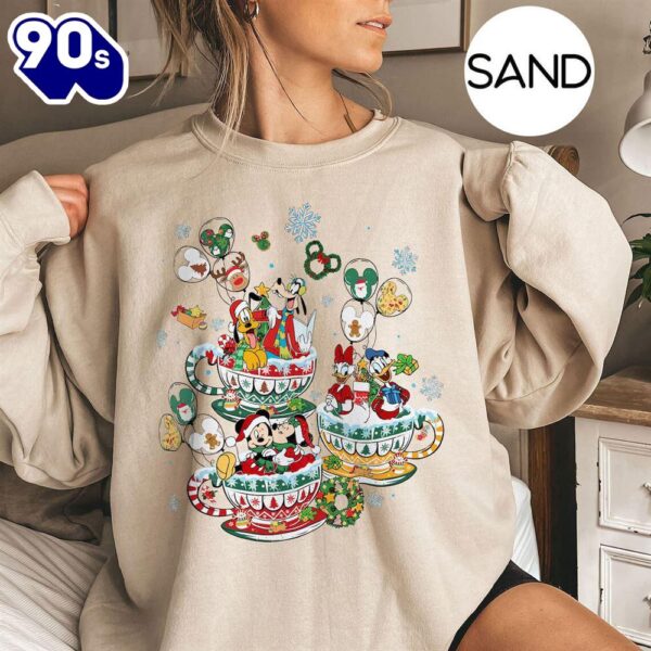 Mickey’s Very Merry Christmas Party 2023 Sweatshirt Disney Family Mickey Mouse Tea Cup Gift Xmas