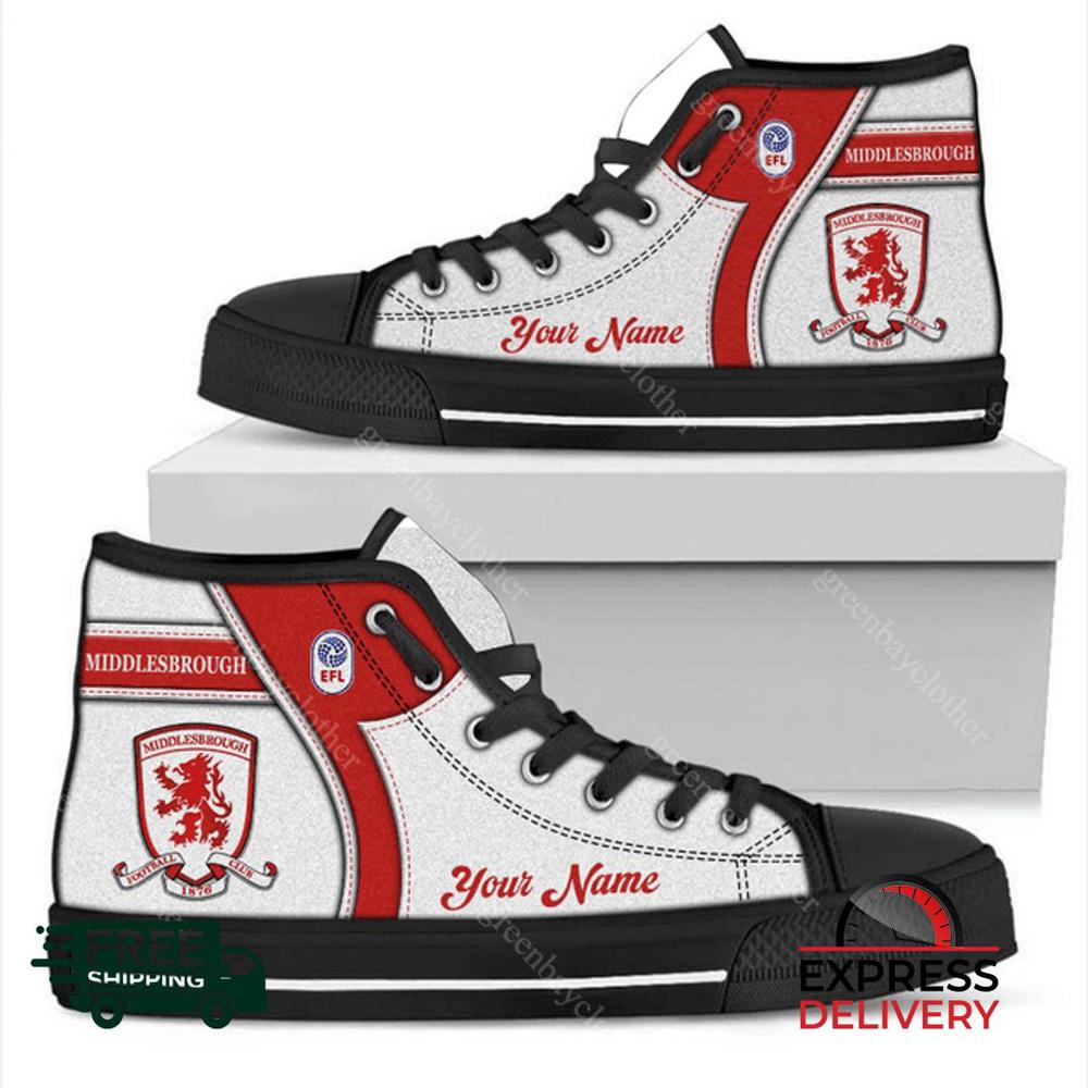 Middlesbrough Personalzied High Top Canvas Shoes Middlesbrough Personalzied High Top Canvas Shoes