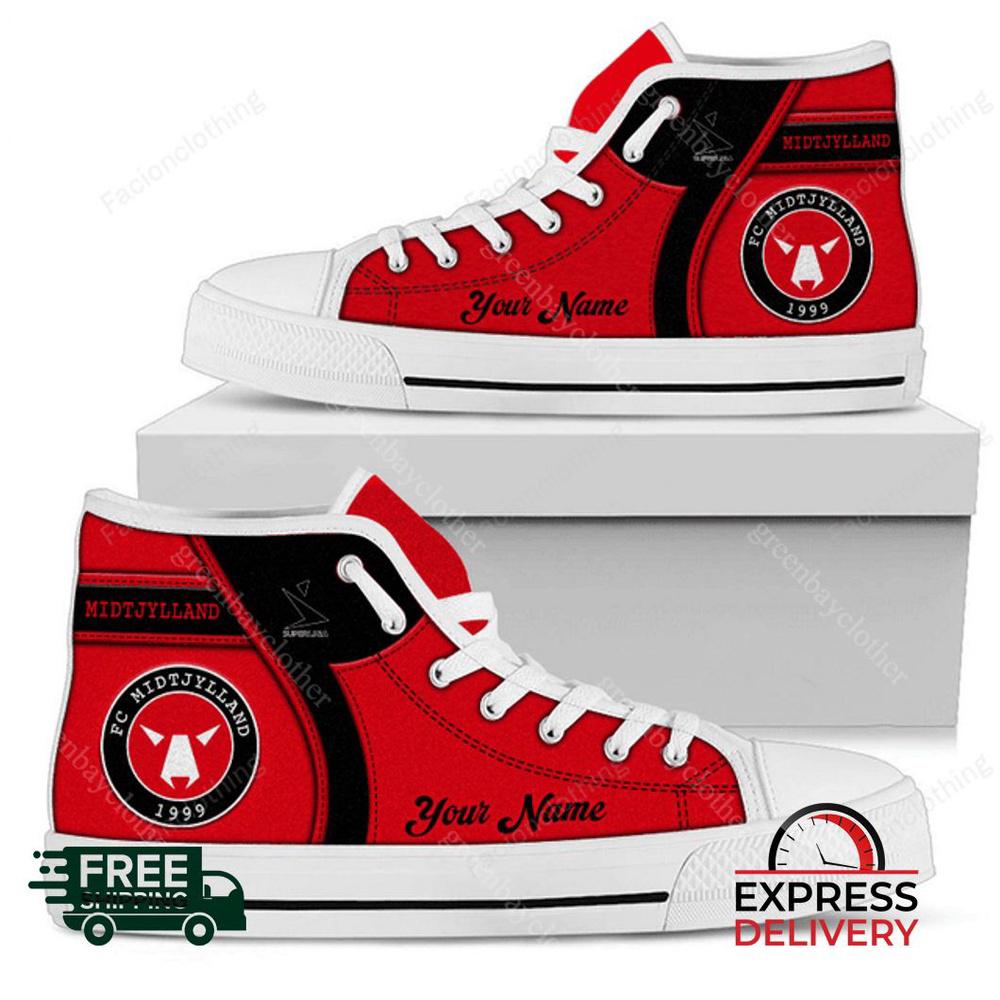 Midtjylland Personalized High Top Canvas Shoes Midtjylland Personalized High Top Canvas Shoes