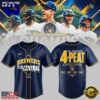 Milwaukee Brewers The FIRST 4 Peat in NL Central History Baseball Jersey, Trend Baseball Jersey