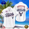 Milwaukee Bucks  USA Flag 250 Years of Freedom Anniversary 1776-2026 Aloha Hawaiian Shirt