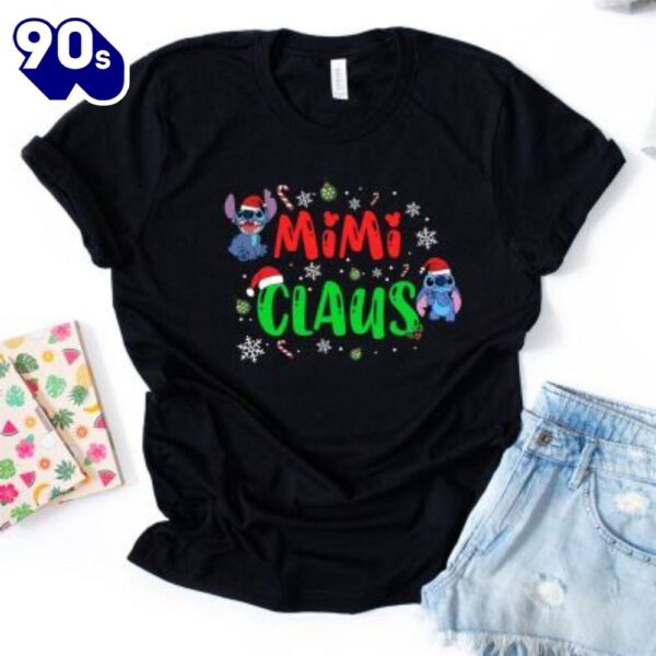 Mimi Claus Disney Stitch Shirt, Cute Christmas Stitch Shirt, Mimi Christmas Gift Shirt, Grandma Shirt,Stitch Santa Gift Xmas
