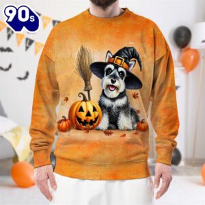 Miniature Schnauzer Dog In Spooky…