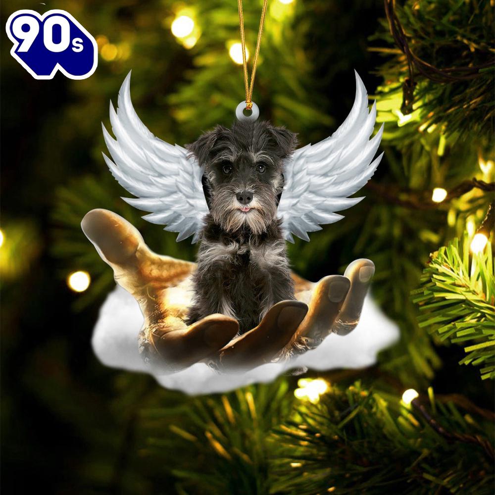 Miniature Schnauzer On The Hands Of Jesus Ornament, Gift For Christmas Miniature Schnauzer On The Hands Of Jesus Ornament, Gift For Christmas