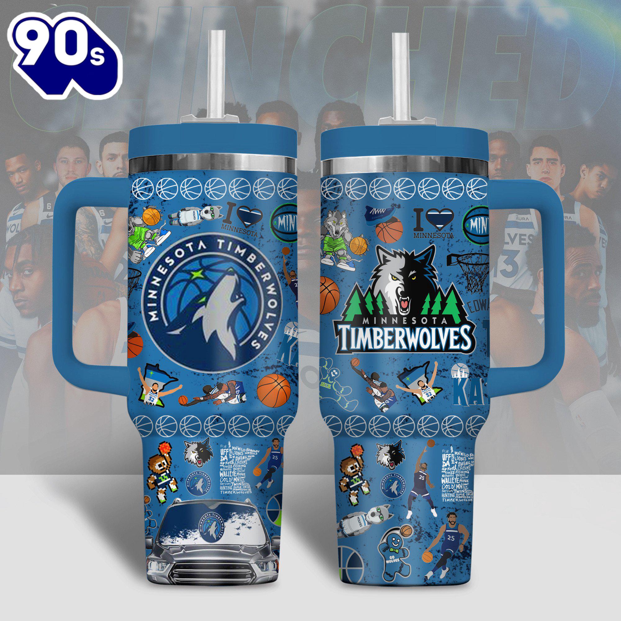 Minnesota Timberwolves NBA Custom Stanley Quencher 40oz Stainless Steel Minnesota Timberwolves NBA Custom Stanley Quencher 40oz Stainless Steel