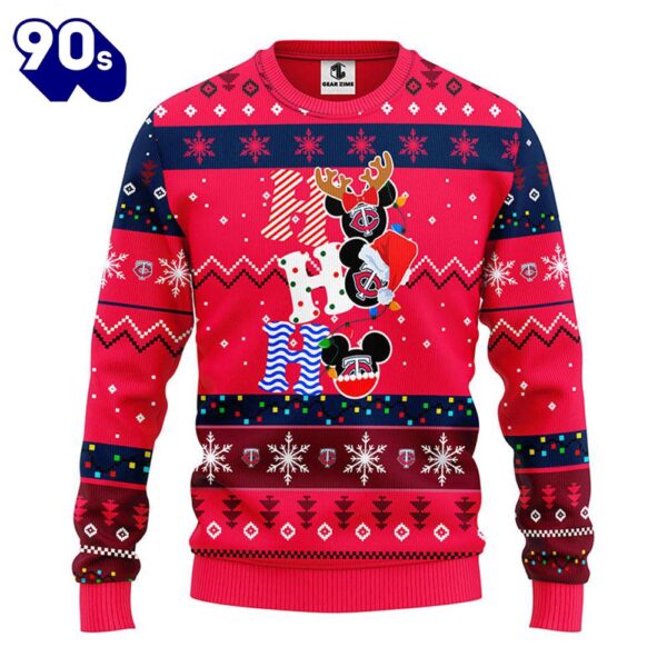 Minnesota Twins Hohoho Mickey Christmas Ugly Sweater  Gift Christmas