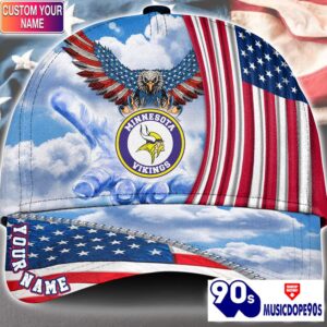 Minnesota Vikings Cap Pride US 4th Of July Cap Veterans Cap Custom Name