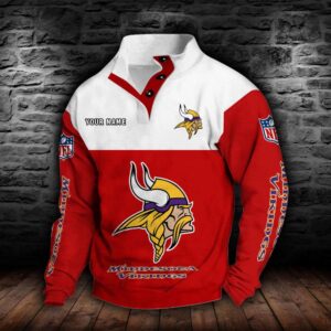 Minnesota Vikings Double Breasted Stand Collar Hoodie