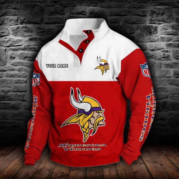 Minnesota Vikings Double Breasted Stand Collar Hoodie