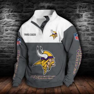 Minnesota Vikings Double Breasted Stand Collar Hoodie