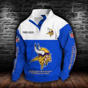 Minnesota Vikings Double Breasted Stand Collar Hoodie