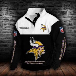 Minnesota Vikings Double Breasted Stand Collar Hoodie