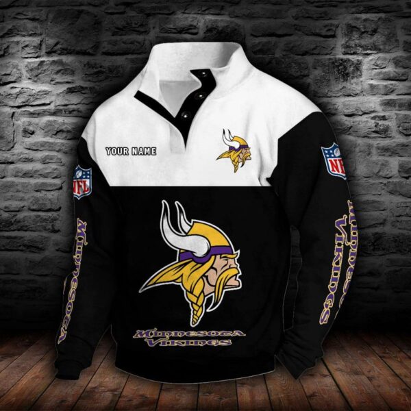 Minnesota Vikings Double Breasted Stand Collar Hoodie