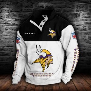 Minnesota Vikings Double Breasted Stand Collar Hoodie