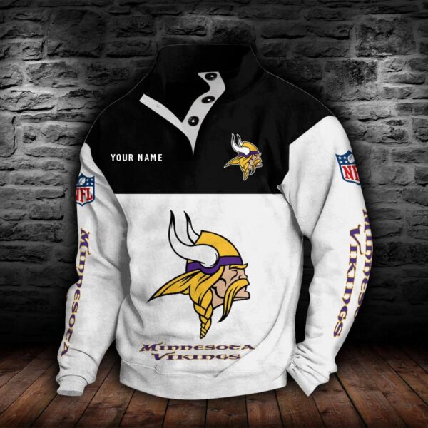 Minnesota Vikings Double Breasted Stand Collar Hoodie