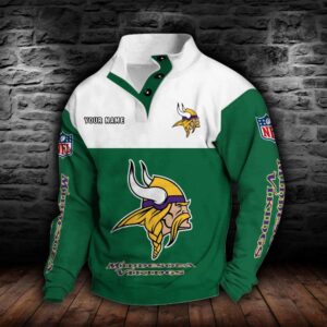 Minnesota Vikings Double Breasted Stand Collar Hoodie