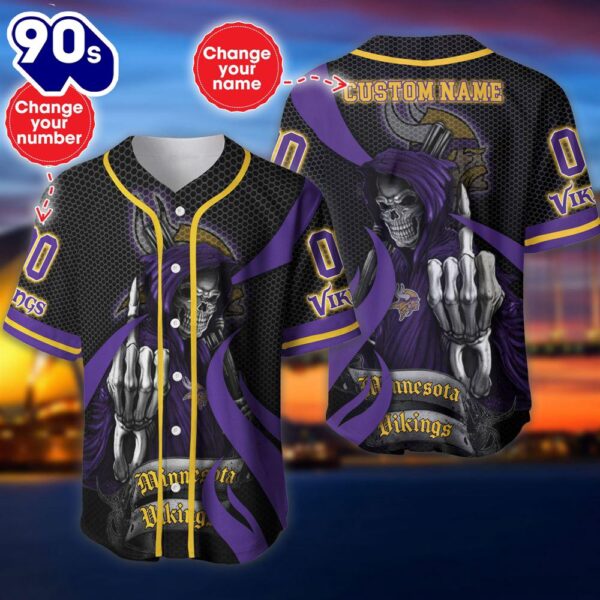 Minnesota Vikings Halloween Cusom Name And Number Baseball Jersey