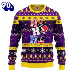 Minnesota Vikings HoHoHo Mickey Christmas Ugly Sweater