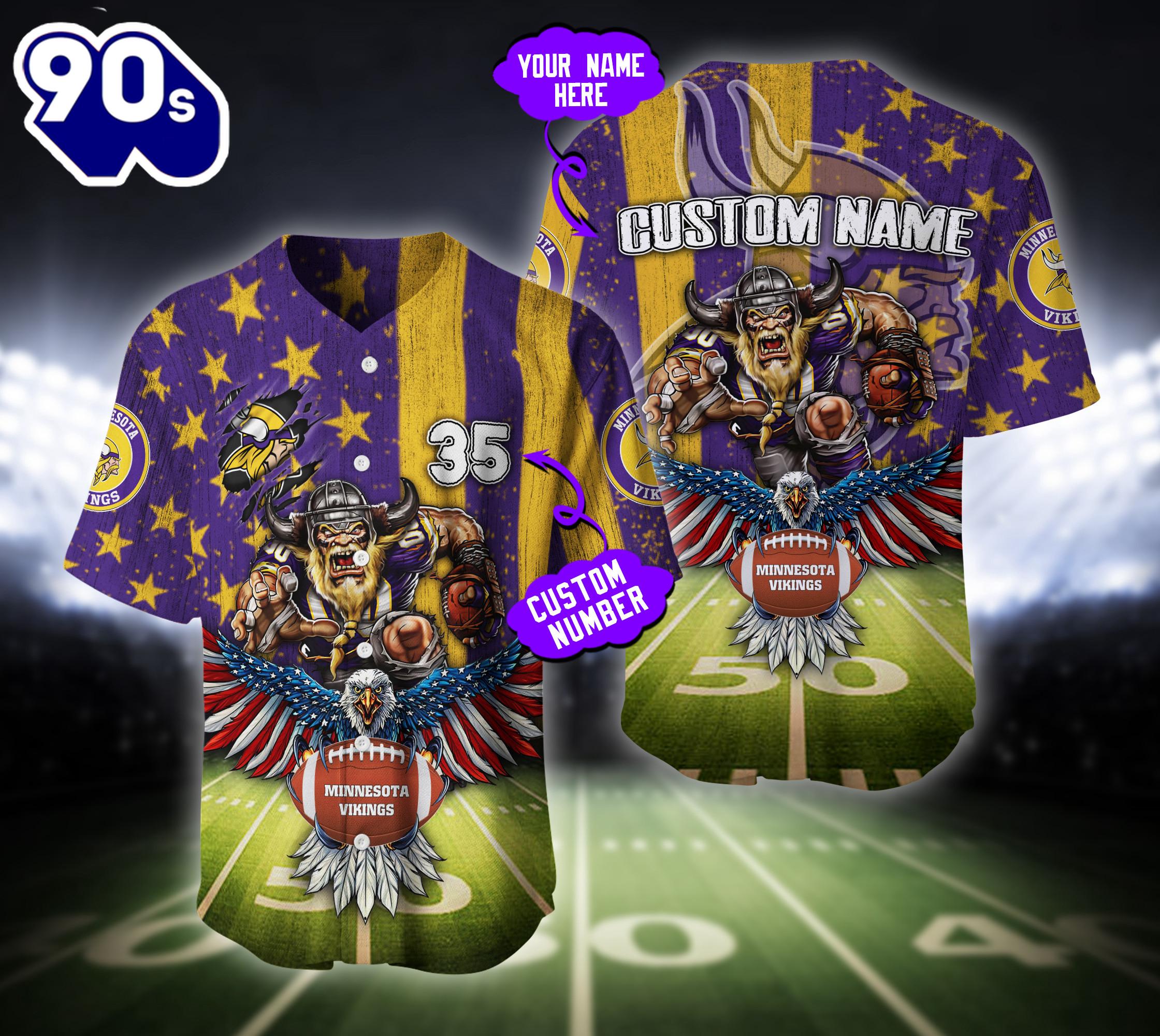 Minnesota Vikings NFL Baseball Jersey Custom Shirt For Fans Minnesota Vikings NFL Baseball Jersey Custom Shirt For Fans