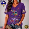 Minnesota Vikings NFL Different, Not Less Autism Awareness V neck T Shirt, NFL Fan V Neck Shirt