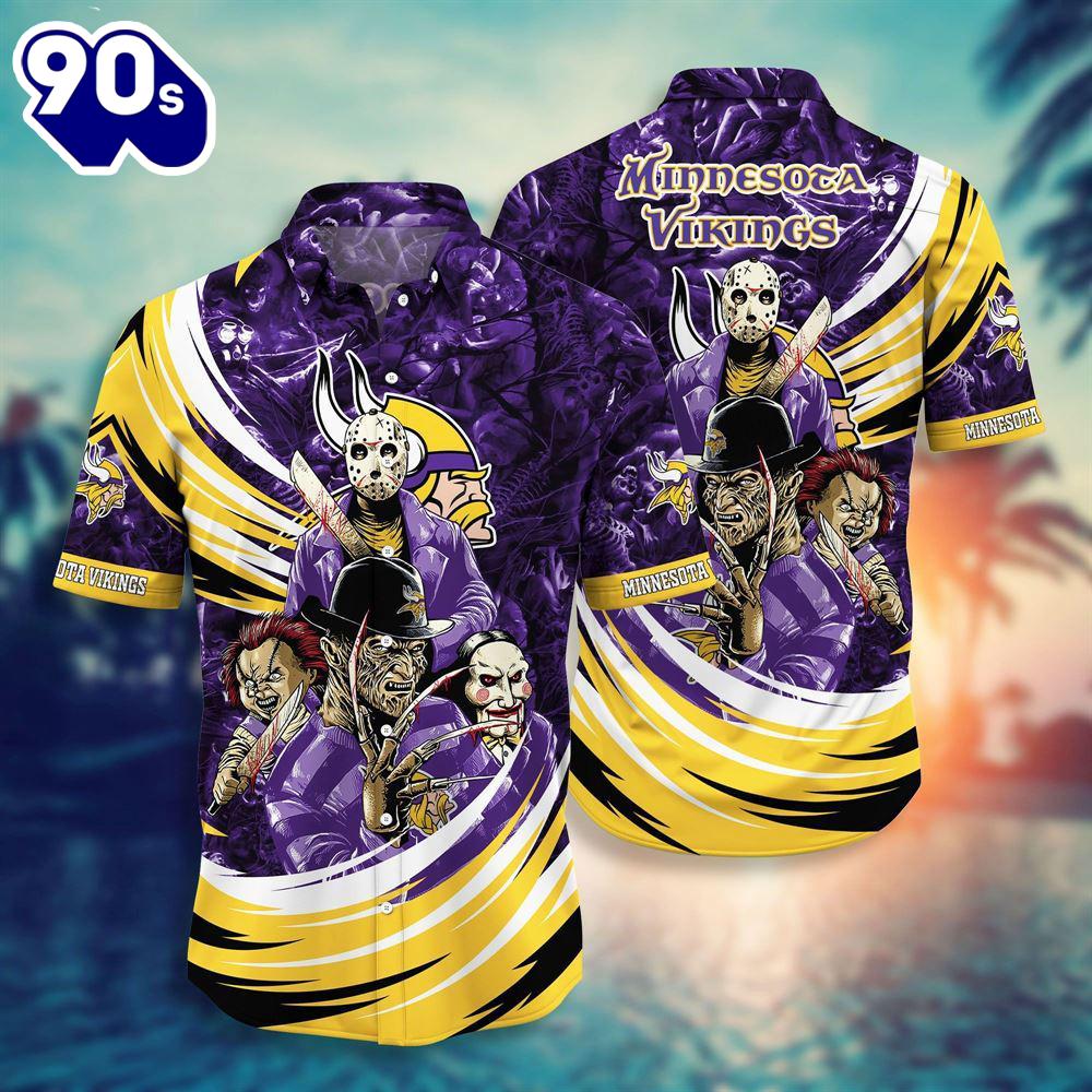 Minnesota Vikings NFL Halloween Horror Movies Hawaiian Shirts Minnesota Vikings NFL Halloween Horror Movies Hawaiian Shirts