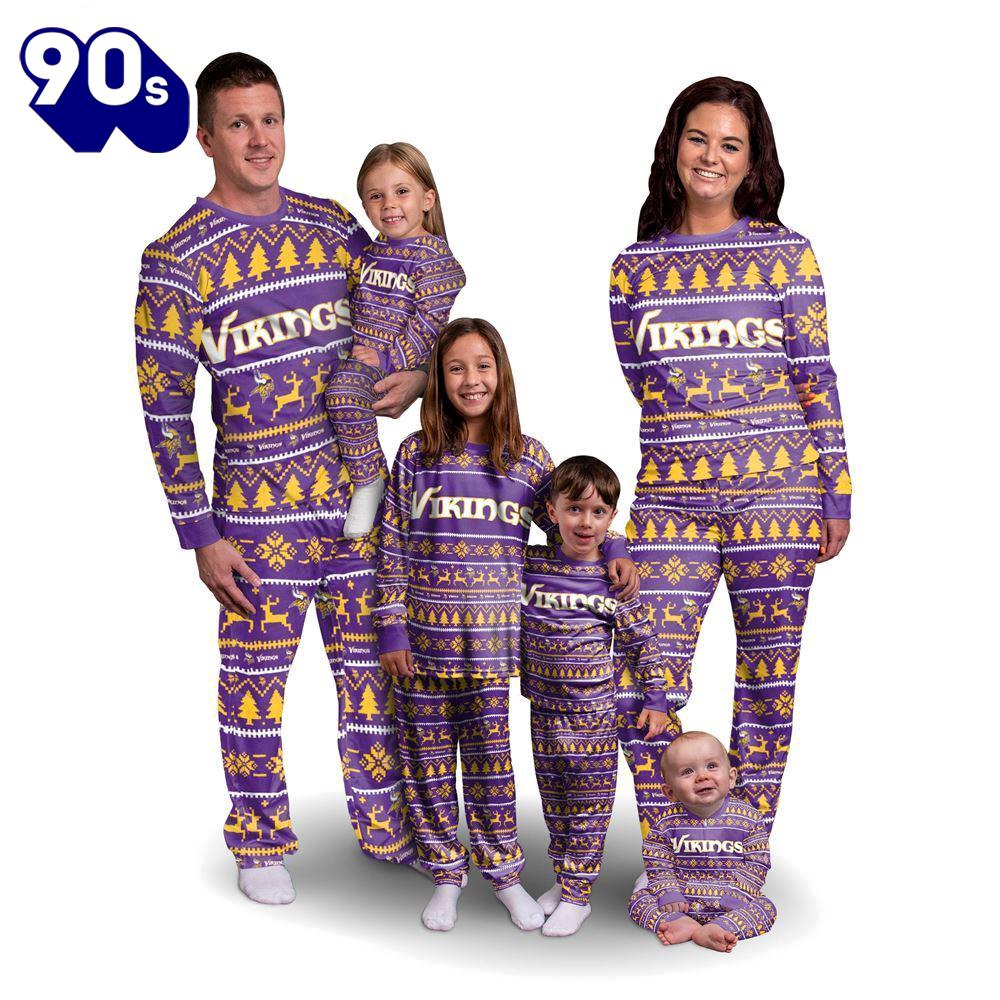 NCAA Family Pajama Sets Minnesota Vikings NFL Patterns Essentials Christmas Holiday Family Matching Pajama Sets NCAA Family Pajama Sets Minnesota Vikings NFL Patterns Essentials Christmas Holiday Family Matching Pajama Sets