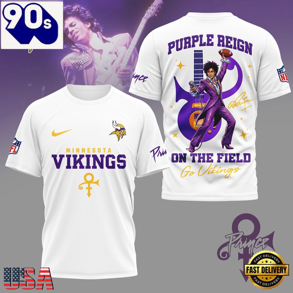 Minnesota Vikings NFL Prince Purple Reign Football All Over Print T-Shirt Minnesota Vikings NFL Prince Purple Reign Football All Over Print T-Shirt