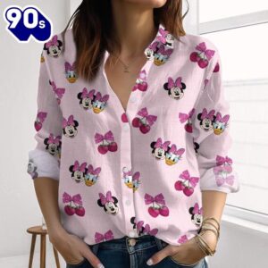 Minnie Cherry Bows Linen-Look Shirt,…