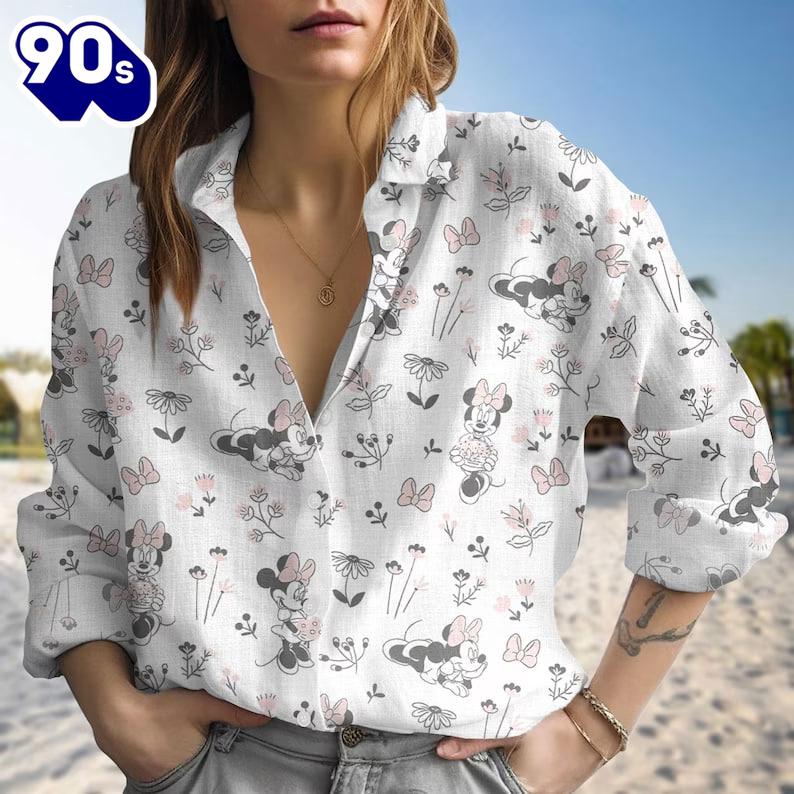 Minnie Floral Blouse Shirt, Magic Kingdom Shirt, Minnie Button Down Blouse Minnie Floral Blouse Shirt, Magic Kingdom Shirt, Minnie Button Down Blouse