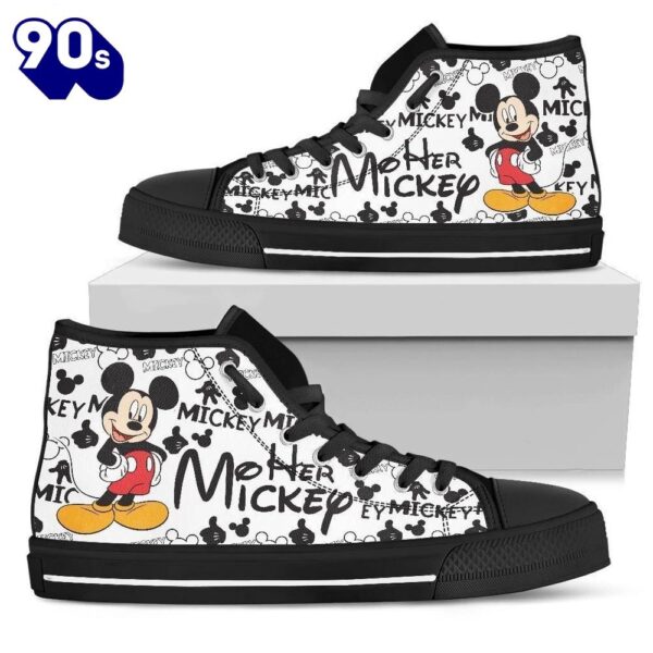 Minnie Mouse Disney Cartoon High Top Shoes Fashion High Cuts For Fans New Canvas Shoes