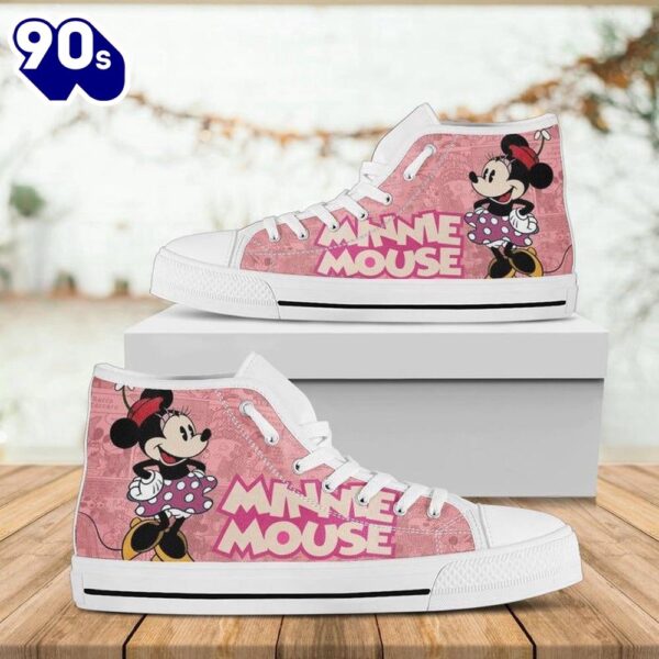 Minnie Mouse Disney Cartoon High Top Shoes Modern High Cuts For Fans New Canvas Shoes