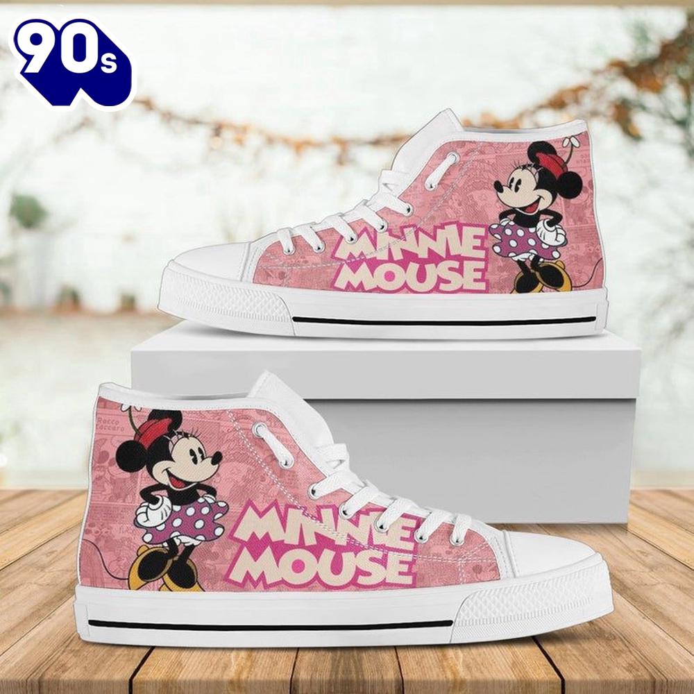Minnie Mouse Disney Cartoon High Top Shoes Modern High Cuts For Fans New Canvas Shoes Minnie Mouse Disney Cartoon High Top Shoes Modern High Cuts For Fans New Canvas Shoes