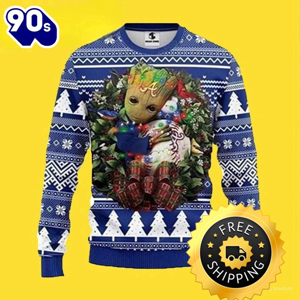 Mlb Atlanta Braves Groot Hug Ugly Christmas Sweater, Atlanta Braves Ugly Sweater, MLB Christmas Sweater Mlb Atlanta Braves Groot Hug Ugly Christmas Sweater, Atlanta Braves Ugly Sweater, MLB Christmas Sweater