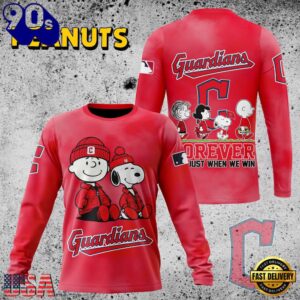 MLB Cleveland Guardians Peanuts 75th Anniversary 2026 All Over Print T Shirt 2 MLB Cleveland Guardians Peanuts 75th Anniversary TShirt, Sweatshirt, Hoodie