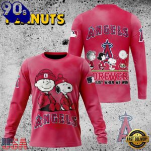 MLB Los Angeles Angels Peanuts 75th Anniversary 2026 All Over Print T Shirt 2 MLB Los Angeles Angels Peanuts 75th Anniversary TShirt, Sweatshirt, Hoodie